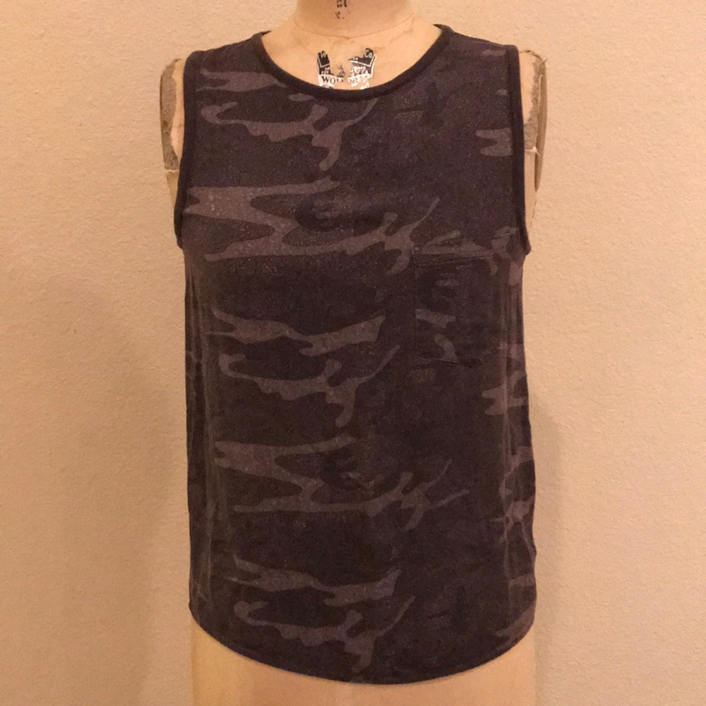 Haute Hippie Rayon Aged Effect Camo Tank XS